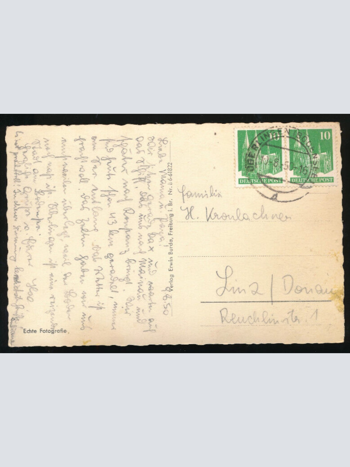 AK aus Überlingen a.B. am Hafen mit Schiff Baden-Württemberg (1017)