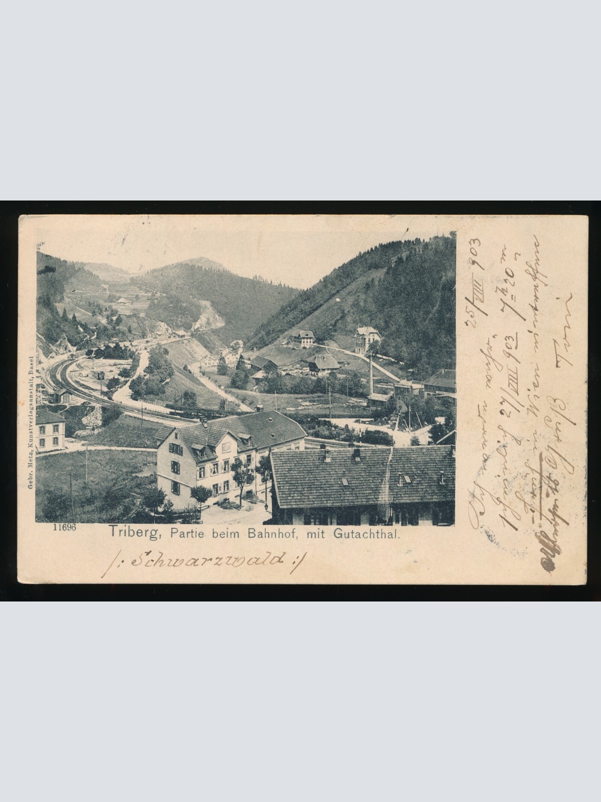 AK aus Triberg Partie beim Bahnhof mit Gutachthal Baden Würtemberg (29)