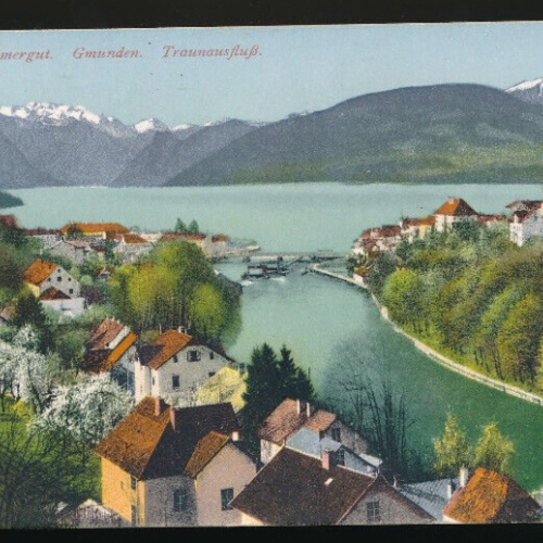 AK aus Gmunden Traunausfluß Oberösterreich (985)