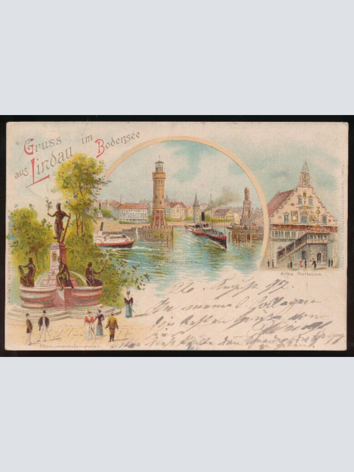 Litho-Karte gruss aus Lindau im Bodensee Bayern (884)