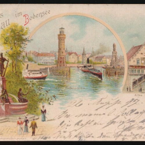 Litho-Karte gruss aus Lindau im Bodensee Bayern (884)