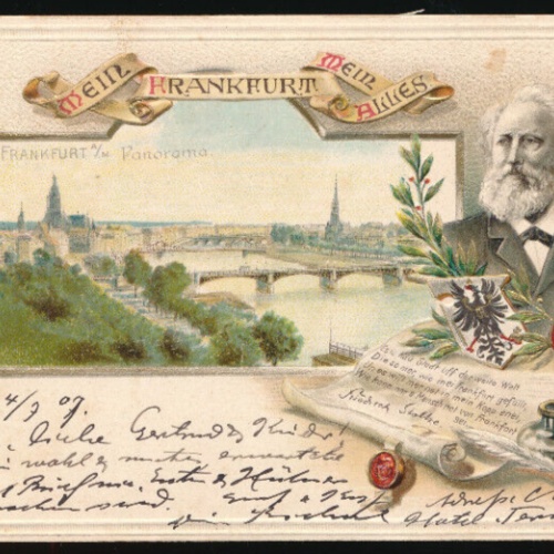 Präge-Litho-Karte aus Frankfurt am Main Hessen (891)