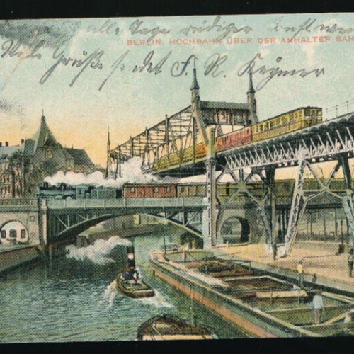 AK aus Berlin Hochbahn über der Anhalter Bahn Deutschland (500)