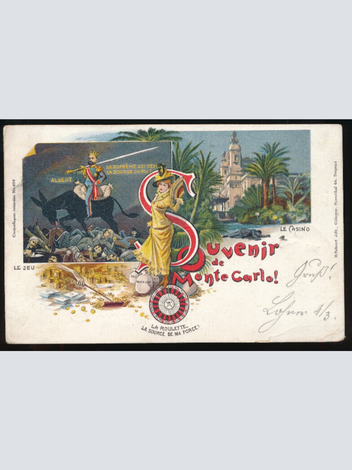 Litho-Karte aus Monte Carlo La Roulette Monaco (874)