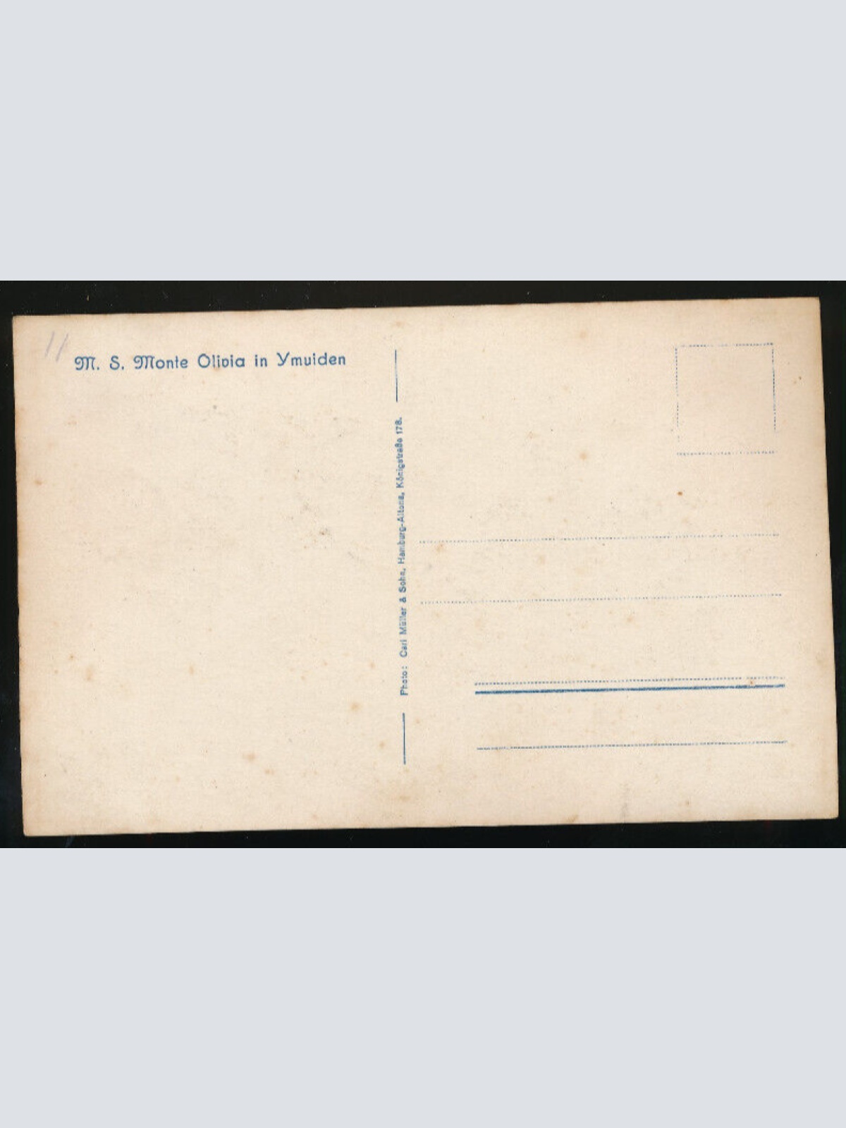AK aus Ymuiden mit dem Dampfer M.S. Monte Olivia Niederlande (929)