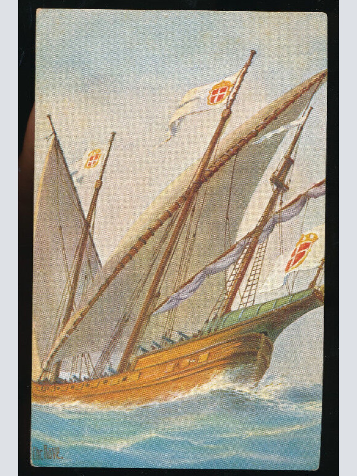 AK von einer Portogisieschen Schebecke im 18.Jahrh. (902)