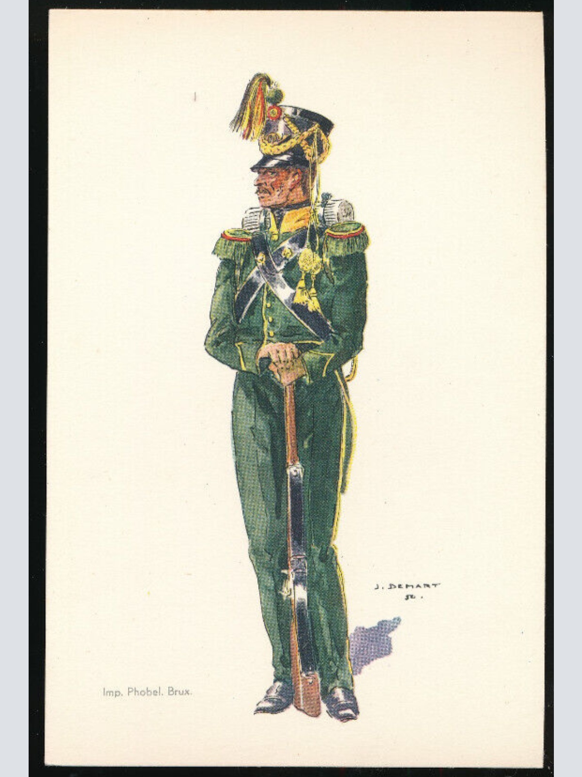 AK Belgische Militäruniformen 1er Chasseurs Pied -1831- (1028)