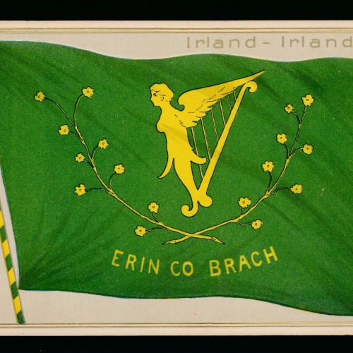 Präge-Karte Flagge - Flaggs Irland - Irlande, Erin co Brach Flagge auf AK (453)