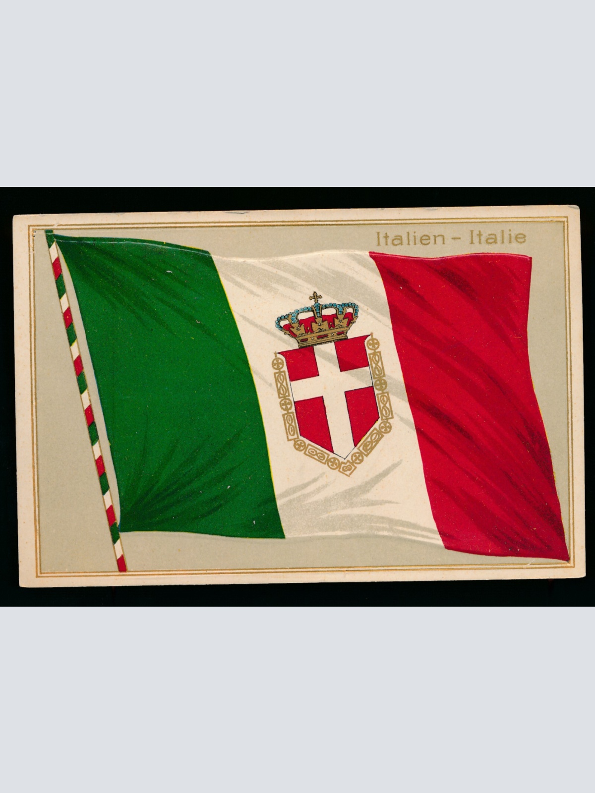 Präge-Karte Flagge - Flaggs Italien - Italie Flagge auf AK (451)