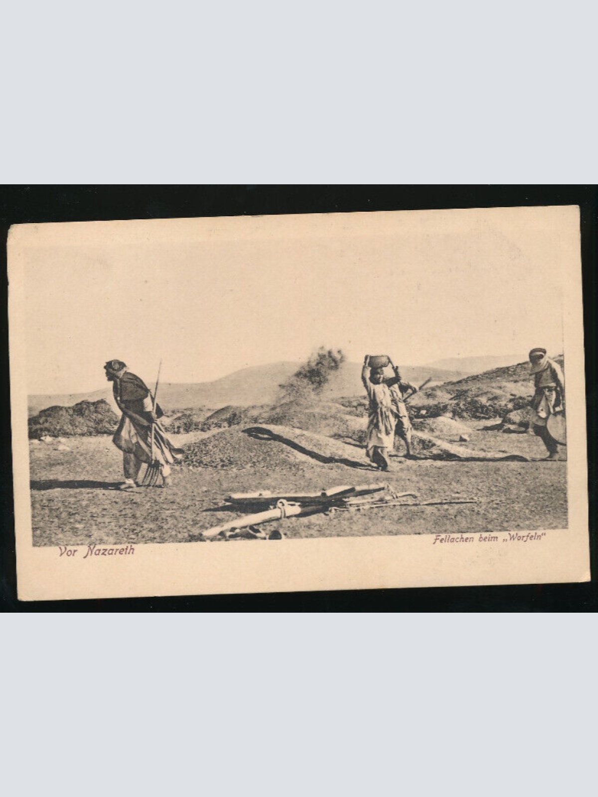 AK aus Nazareth Fellachen beim Worfeln Israel (815)