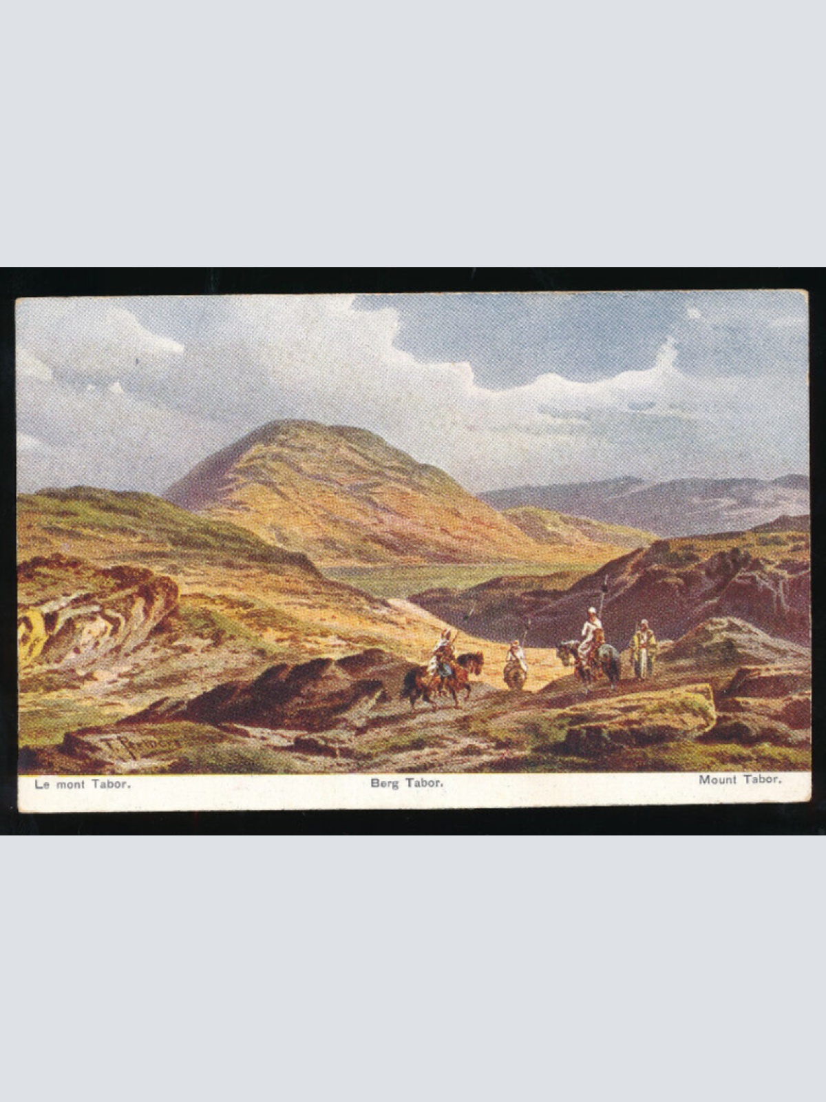 AK vom Berg Tabor Männer mit Pferd und Lanze Israel (814)