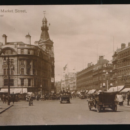 AK aus Manchester England mit Oldtimer alten Autos (838)