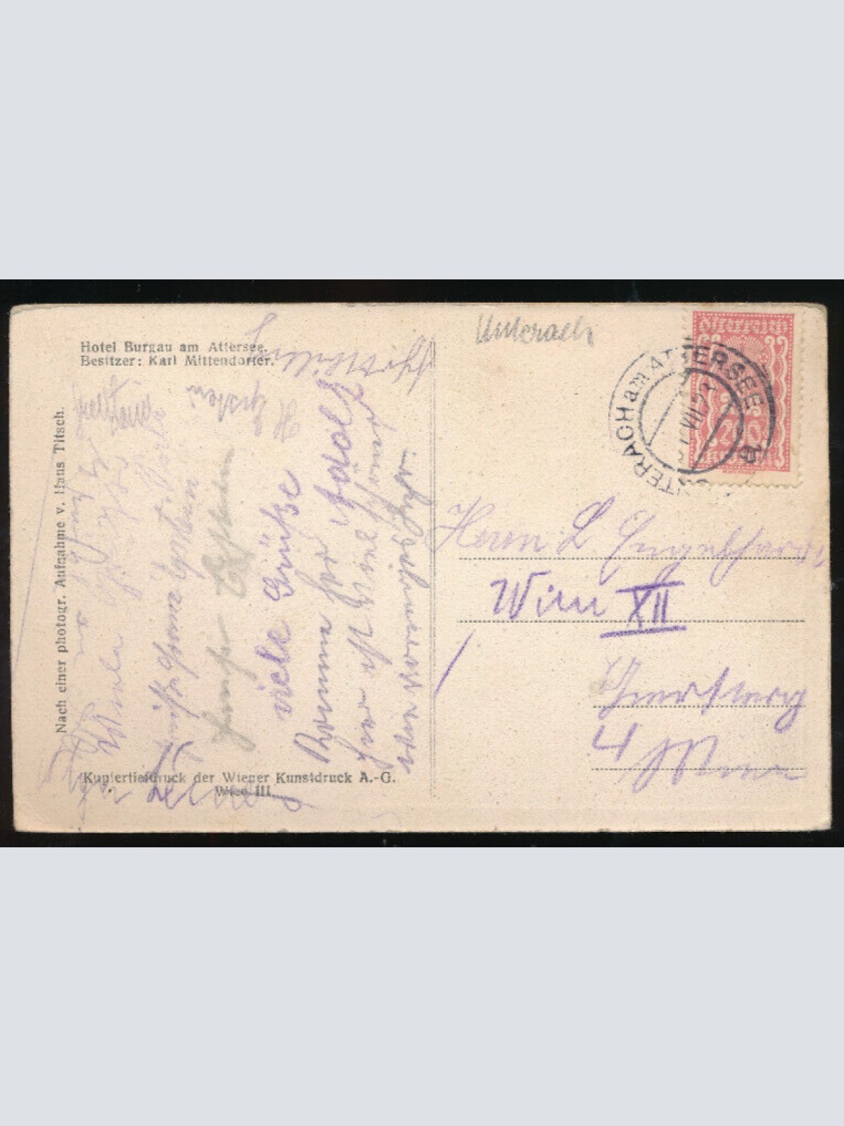 AK vom Hotel Burgau am Attersee Oberösterreich (1445)