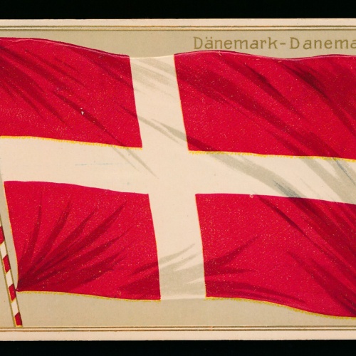 Präge-Karte Flagge - Flaggs Dänemark - Danmark Flagge auf AK (459)