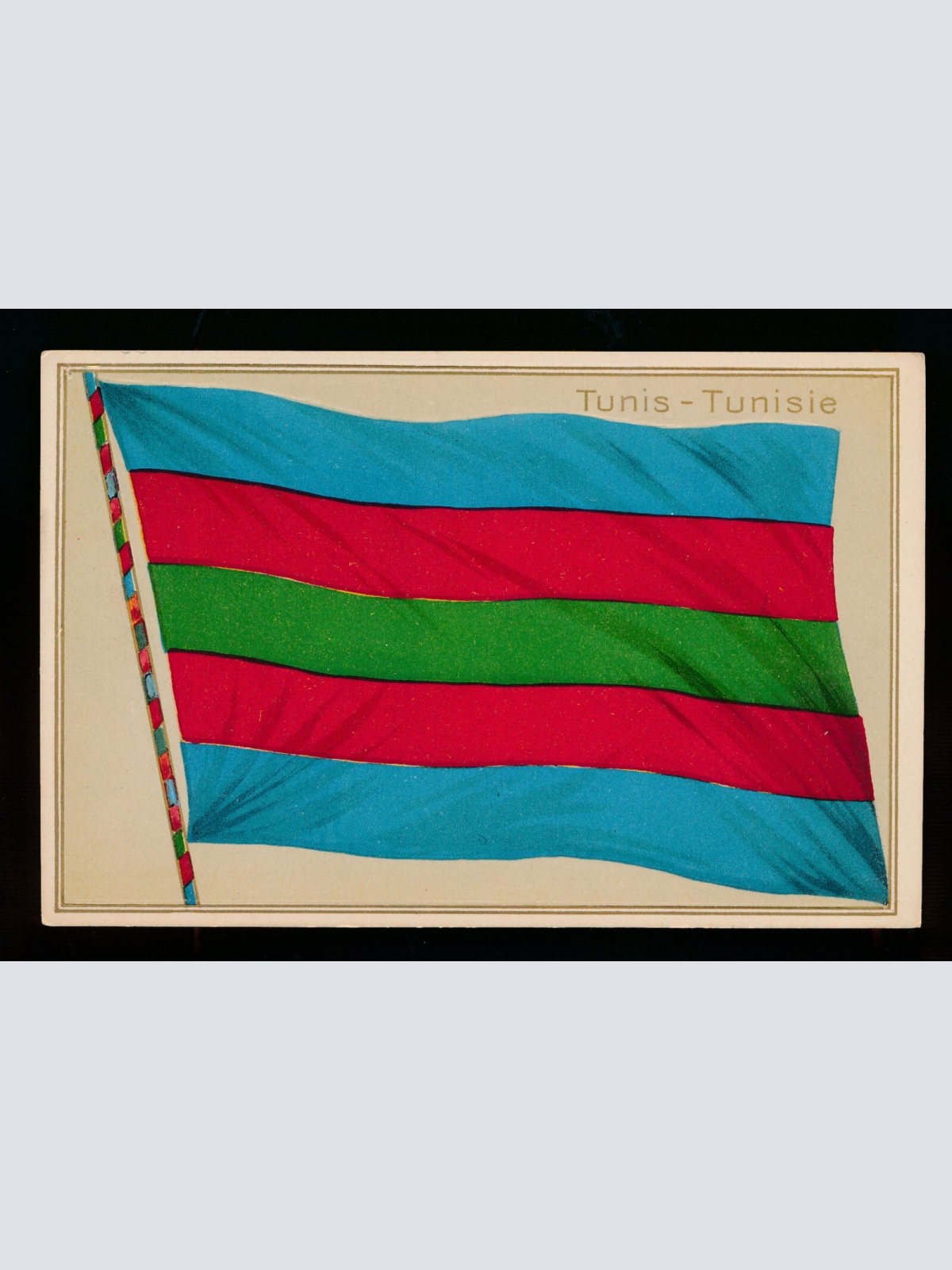 Präge-Karte Flagge - Flaggs Tunis - Tunisie Tunesien, Nordafrika (387)