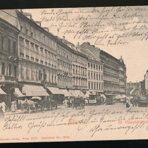 AK aus Wien Hauptstrasse mit Kutsche Wien (792)