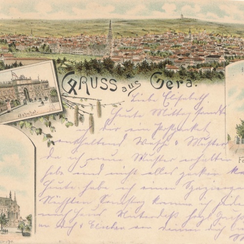 Litho-Karte, Gruss aus Gera, Thüringen (S52)