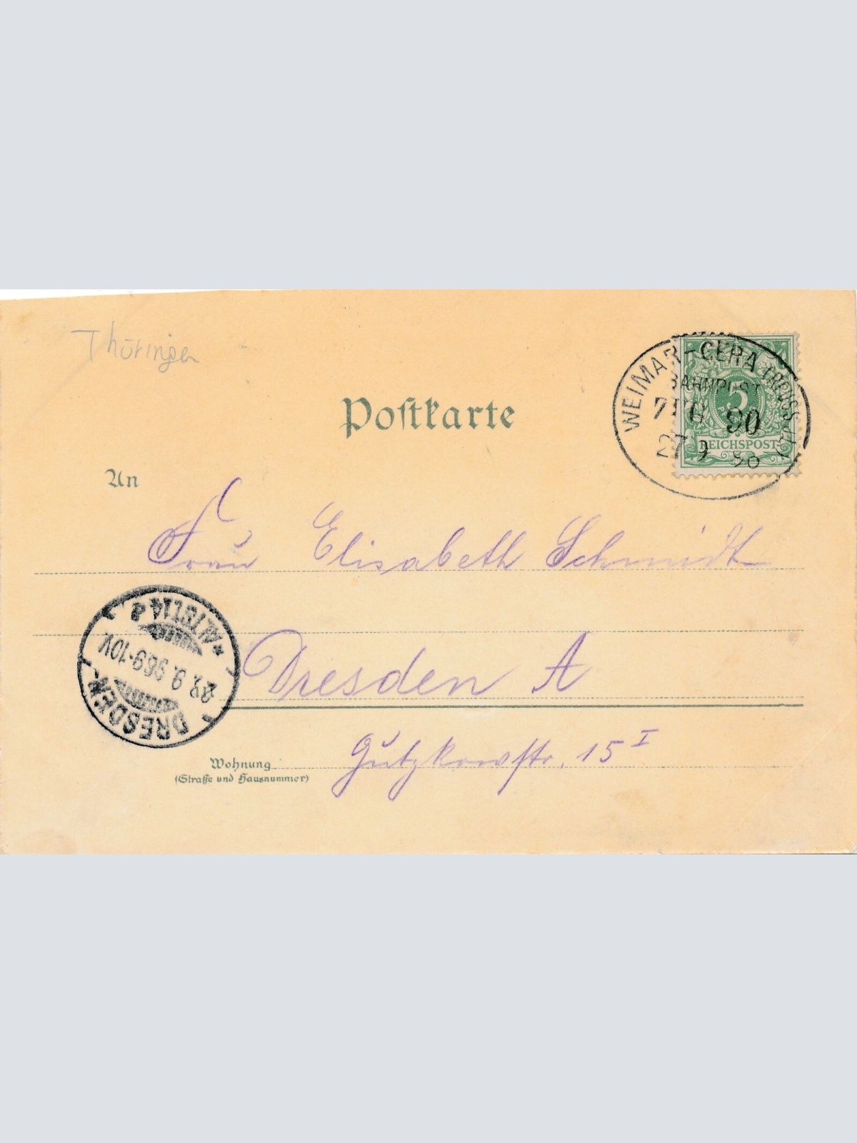 Litho-Karte, Gruss aus Gera, Thüringen (S52)