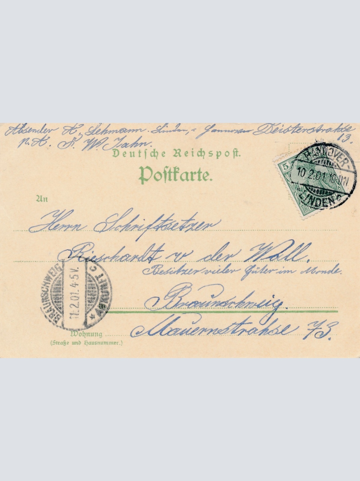 Litho-Karte, Das neue Rathaus, Linden, Hannover, Niedersachsen (S53)