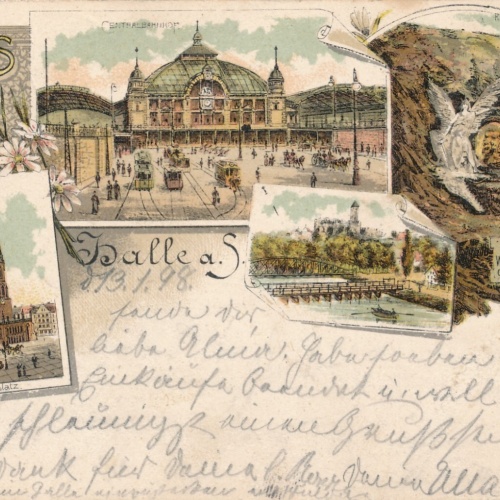 Litho-Karte, Gruss aus Halle, Sachsen Anhalt(S49)