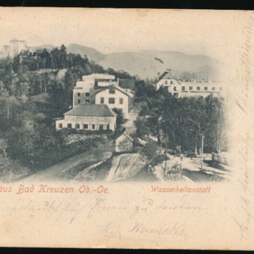 AK gruss aus Bad Kreuzen mit Wasserheilanstalt Oberösterreich (1736)