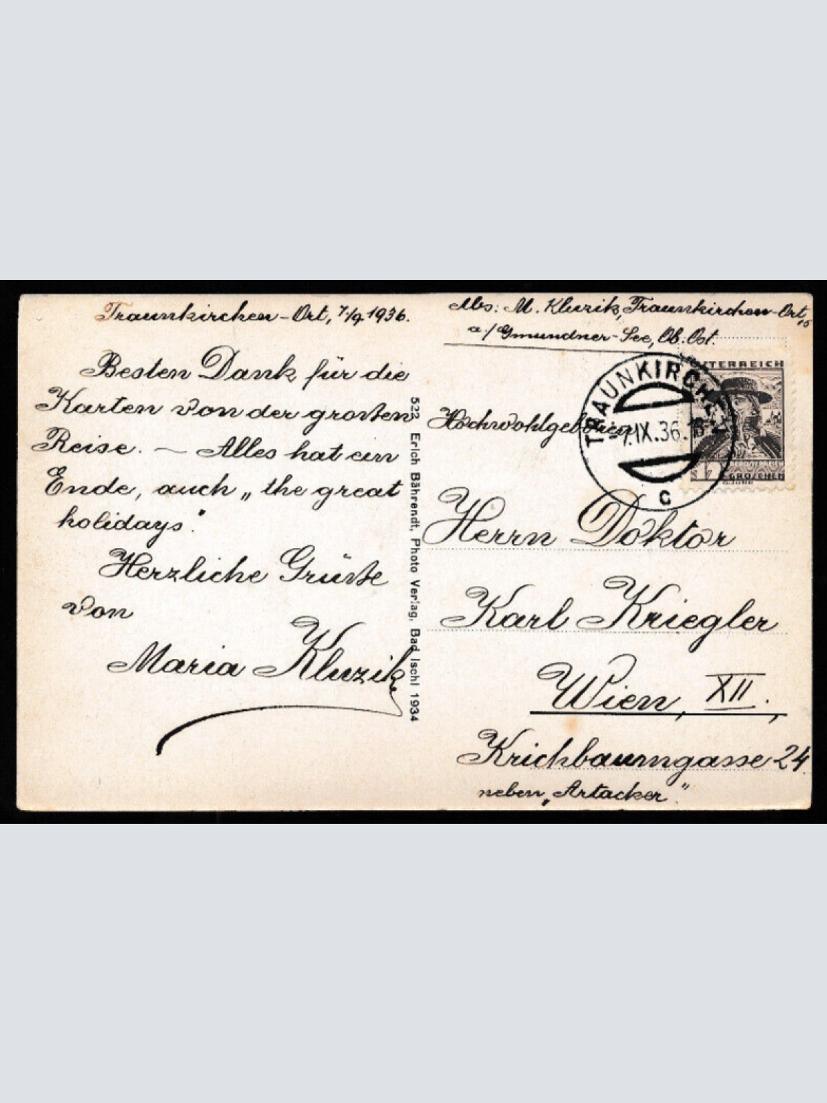 AK aus Traunkirchen Fronleichnamprozession Oberösterreich (1608)