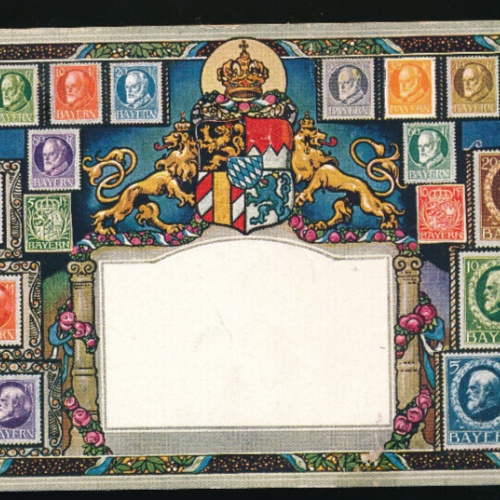 AK aus Bayern mit Wappen und Briefmarken (1241)