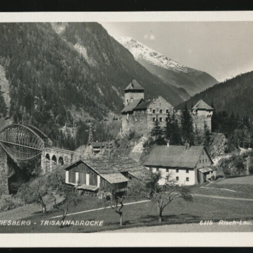 AK aus Tobadill Schloss Wiesberg mit Trisannabrücke Tirol (1231)