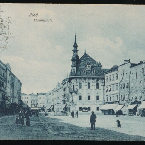 AK aus Ried Hauptplatz Oberösterreich (1937)