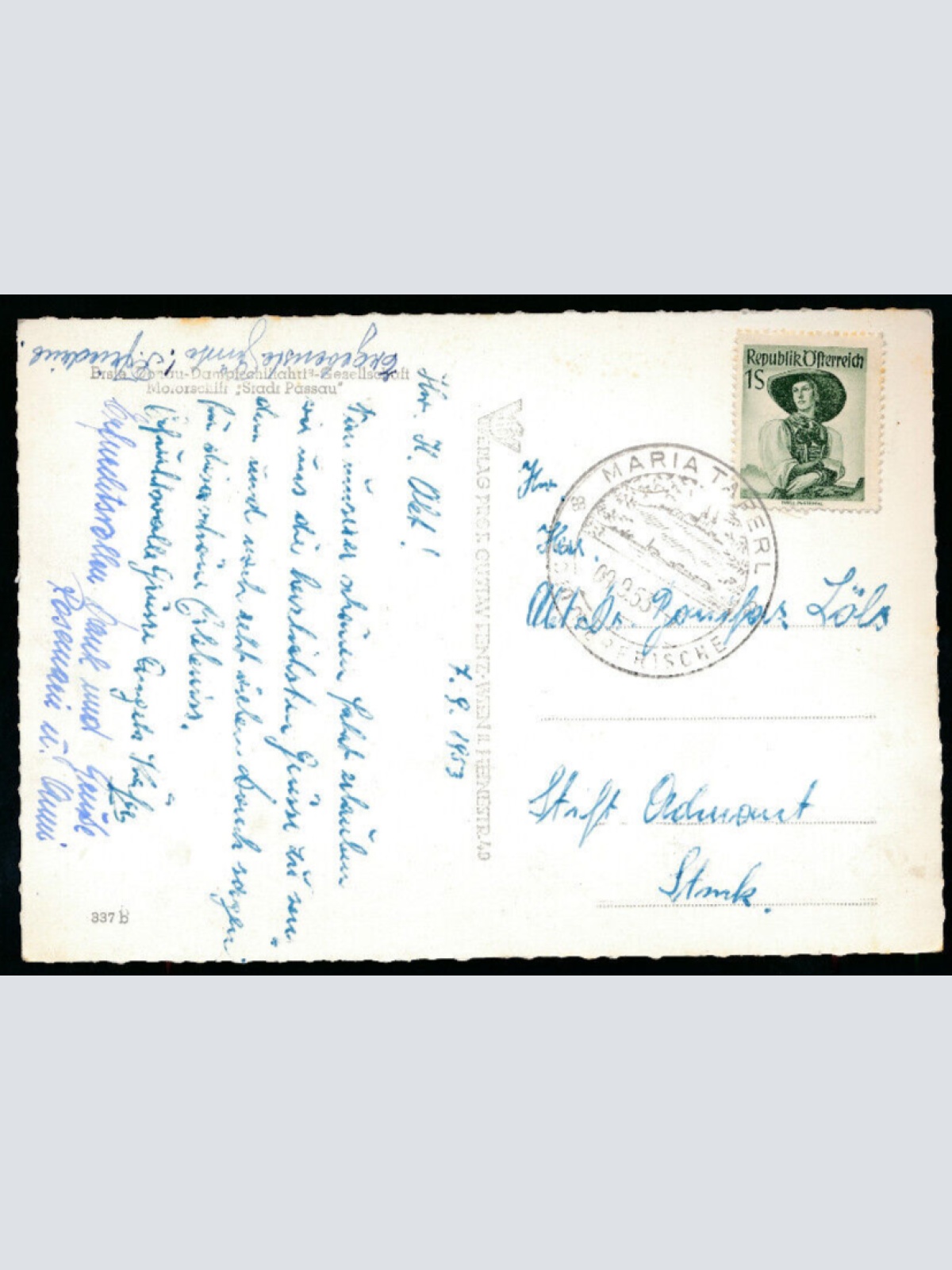 AK ertse Donau Dampfschifffahrts-Gesellschaft Motorschiff Stadt Passau (1316)