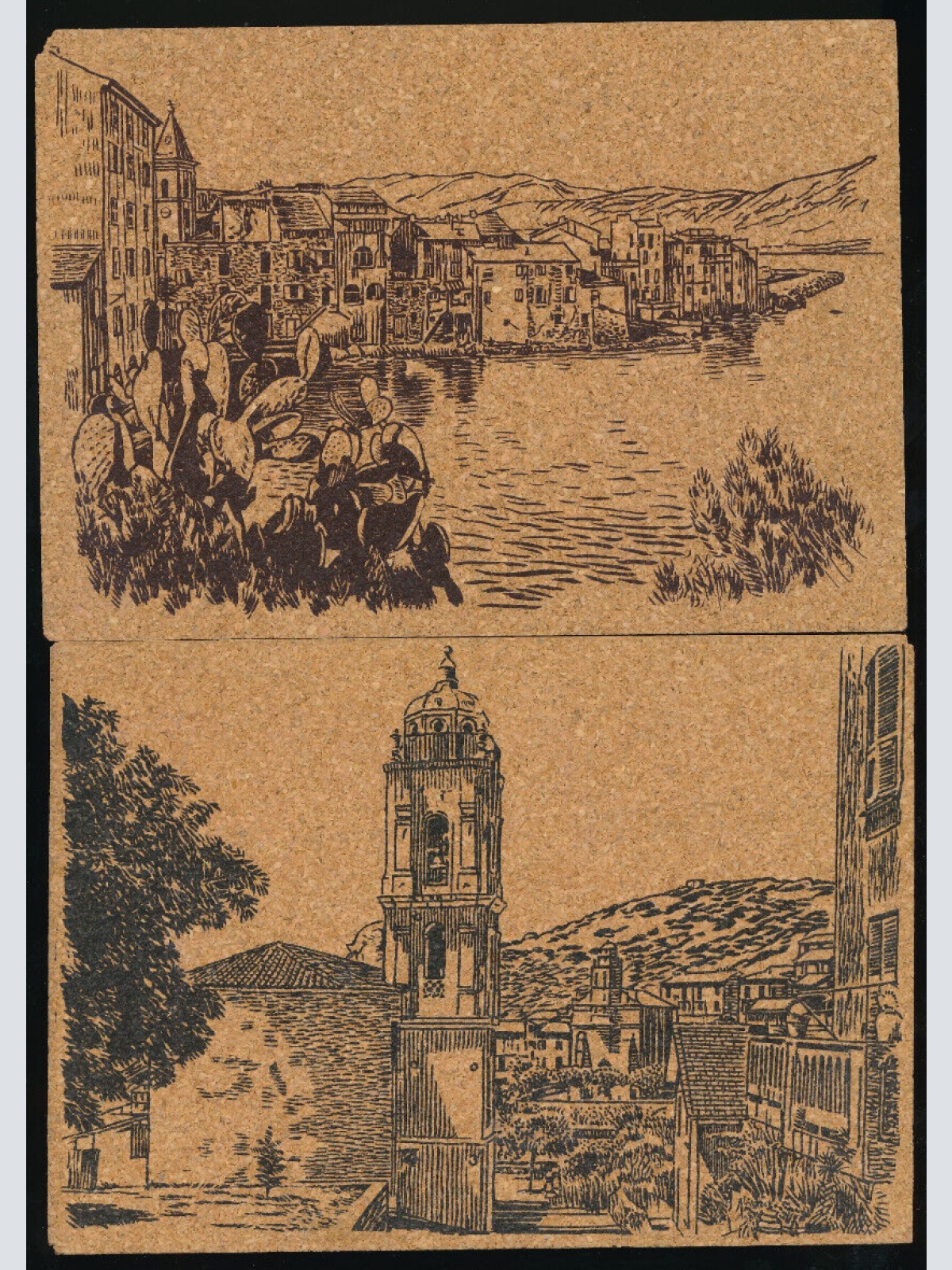 2 Kork Ansichtskarten aus St.Florent und Cargese, Korsika Frankreich (1939)
