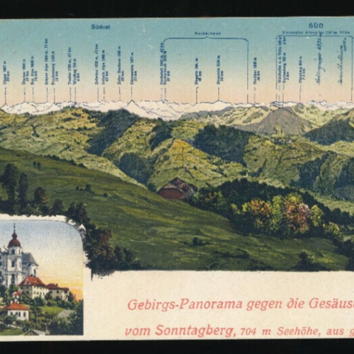 AK vom Sonntagberg mit Gebirgspanorama Niederösterreich (1343)