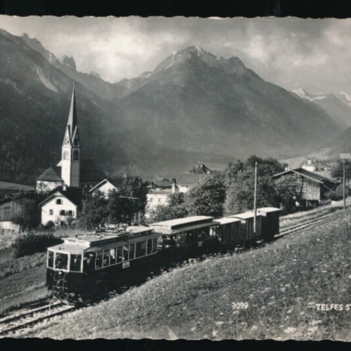 AK aus Telfes Stubai Tirol mit Zug (1228)