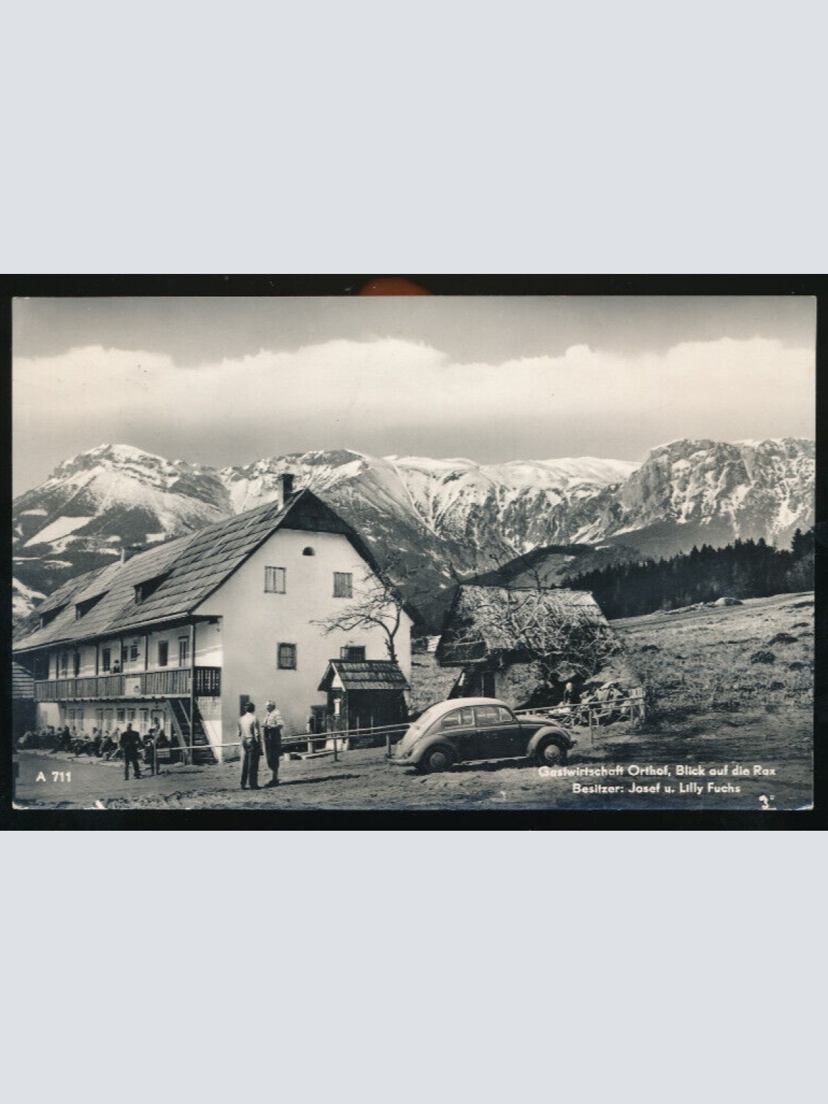 AK aus Breitenstein Gastwirtschaft Orthof mit Vw Käfer Alte Autos NÖ (1164)