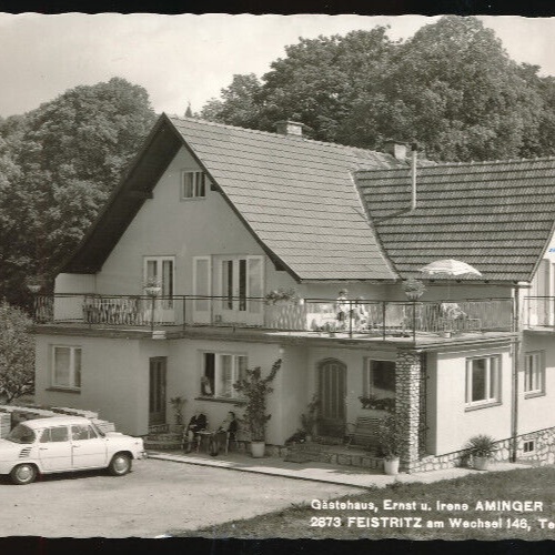 AK aus Feistritz am Wechsel mit Gästehaus Aminger mit Oldtimer Alte Autos (1165)