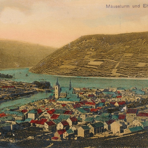 AK, Bingen, Mäuseturm und Ehrenfels, Rheinland-Pfalz (S74)