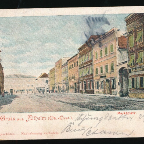 AK gruss aus Altheim Marktplatz Oberösterreich (2030)