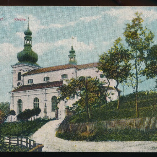 AK aus Partschendorf mit Kirche Tschechoslowakei (2049)