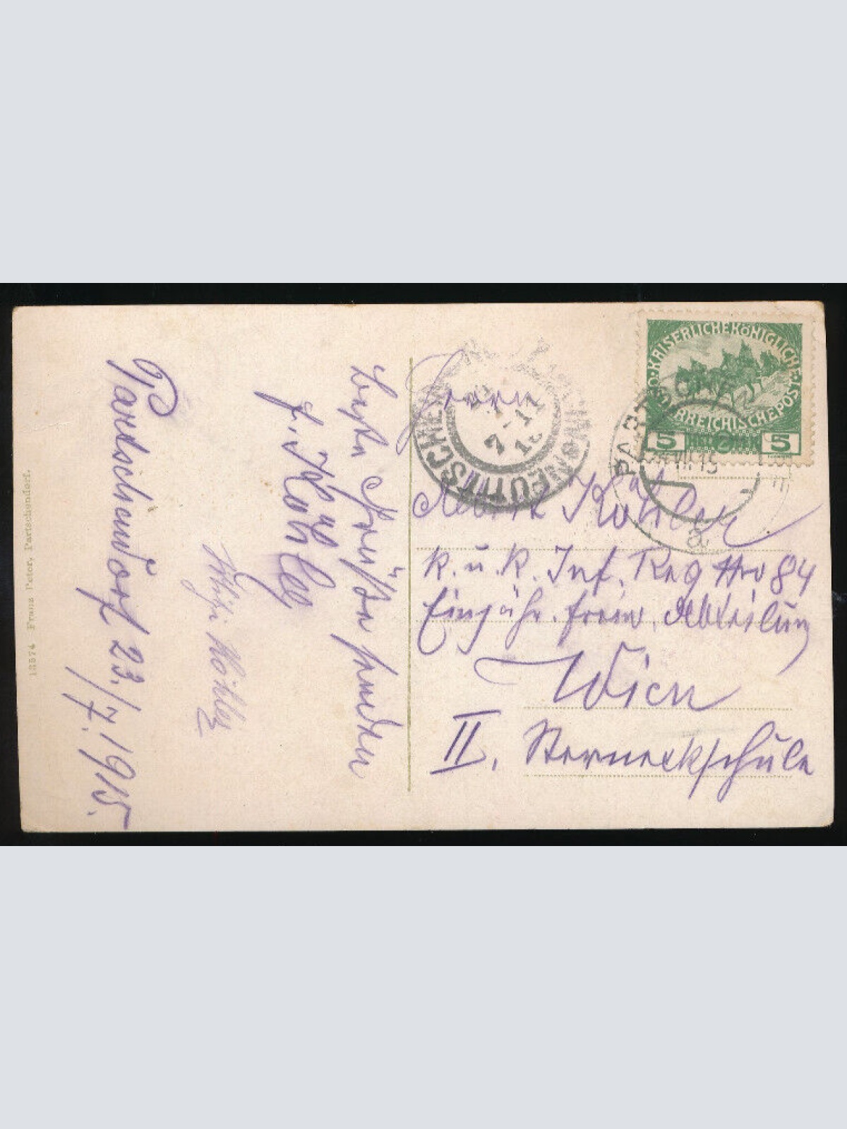 AK aus Partschendorf mit Kirche Tschechoslowakei (2049)