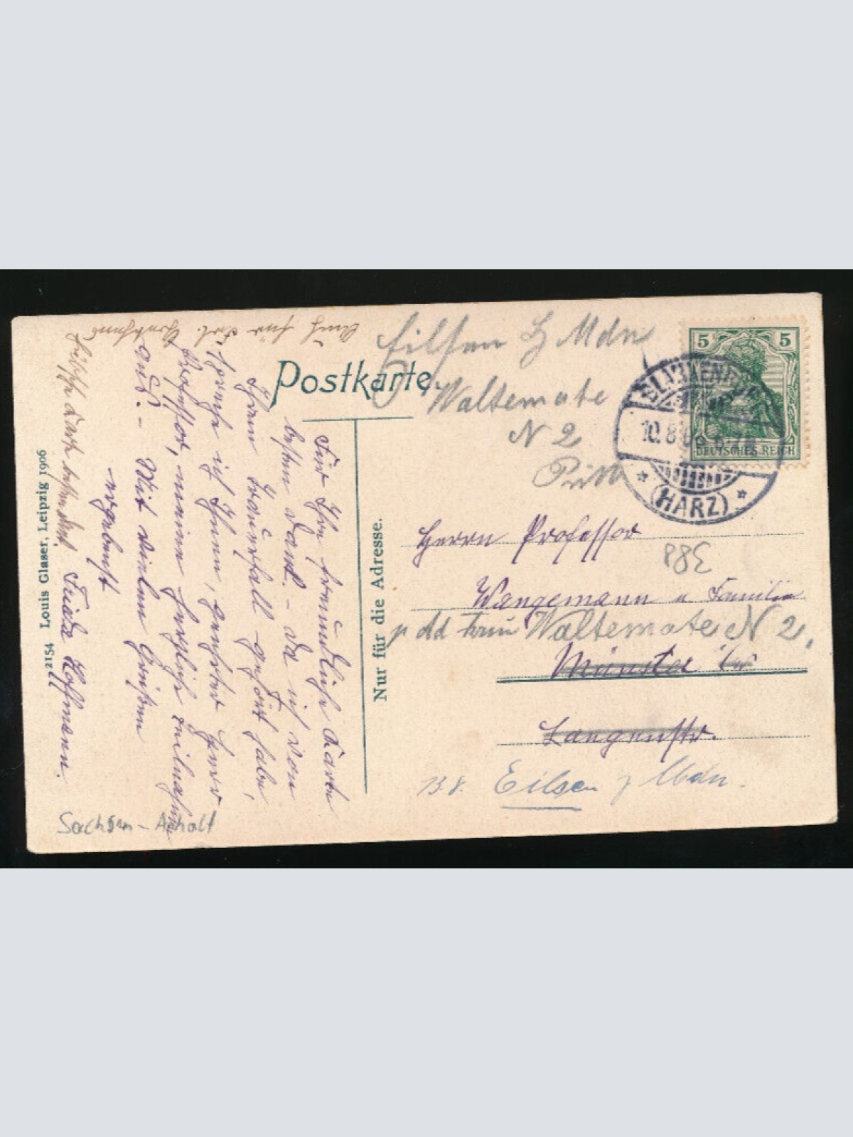 AK aus Blankenburg a. Harz Schlossweg mit Grossvater Sachsen (1870)