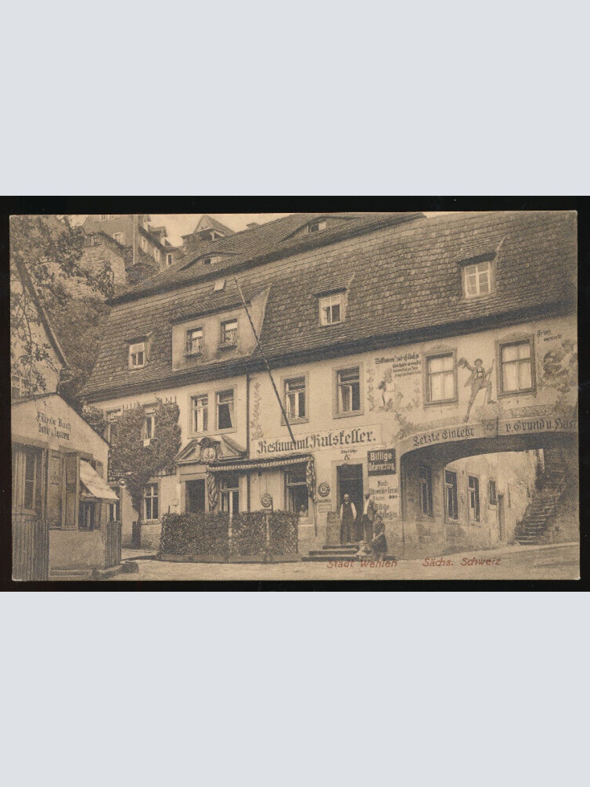 AK aus Wehlen mit Restaurant Ratskeller Sachsen (1869)