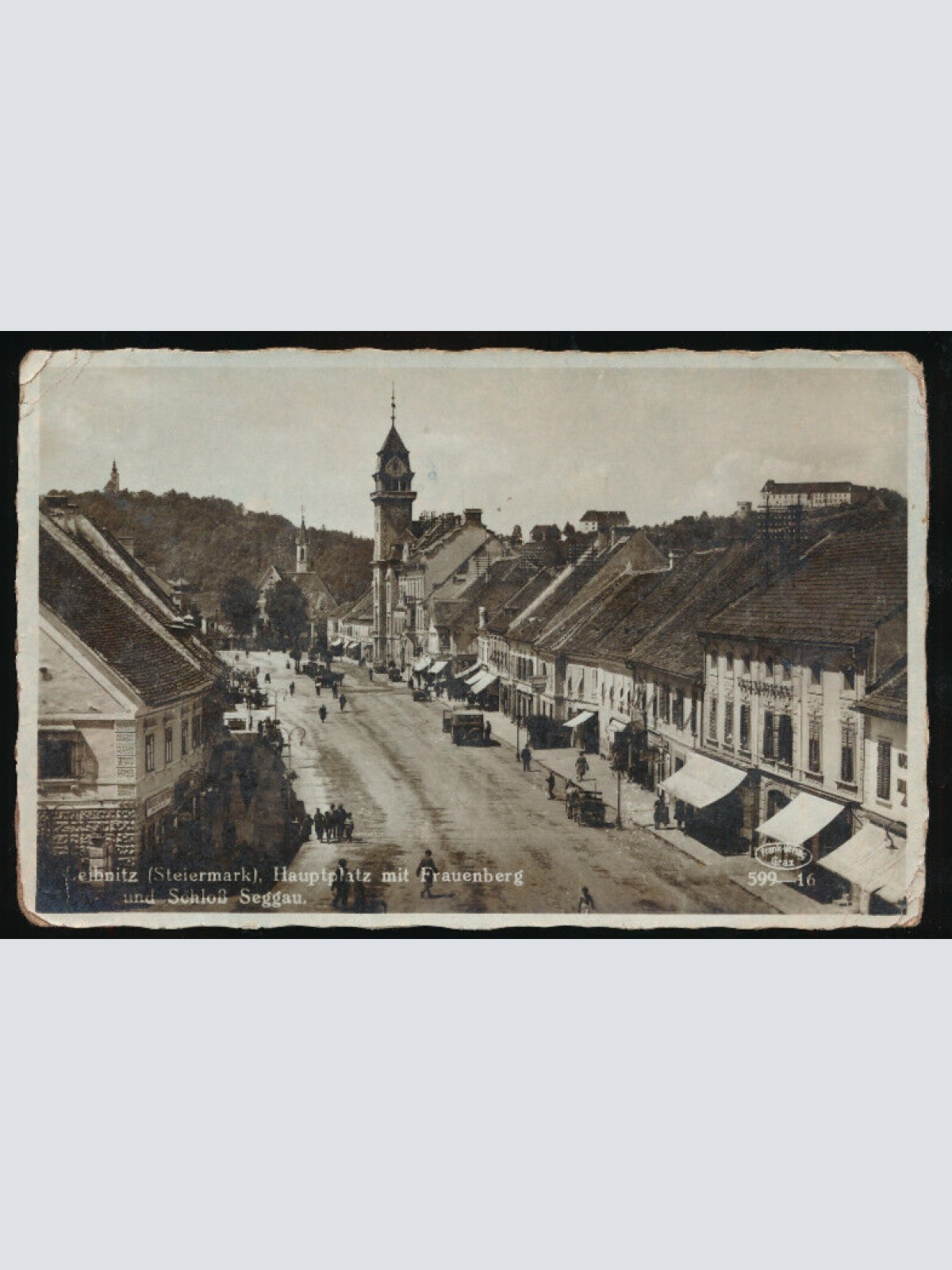 AK aus Leibnitz Hauptplatz mit Frauenberg und Schloß Seggau Steiermark (1807)