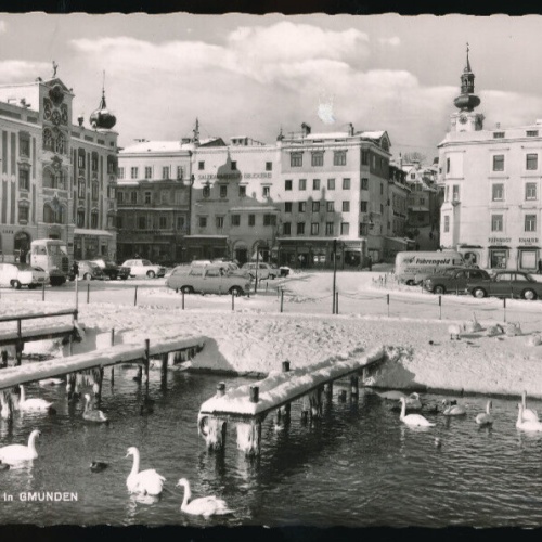 Winter -Karte aus Gmunden mit Oldtimer Alten Autos Oberösterreich (2347)