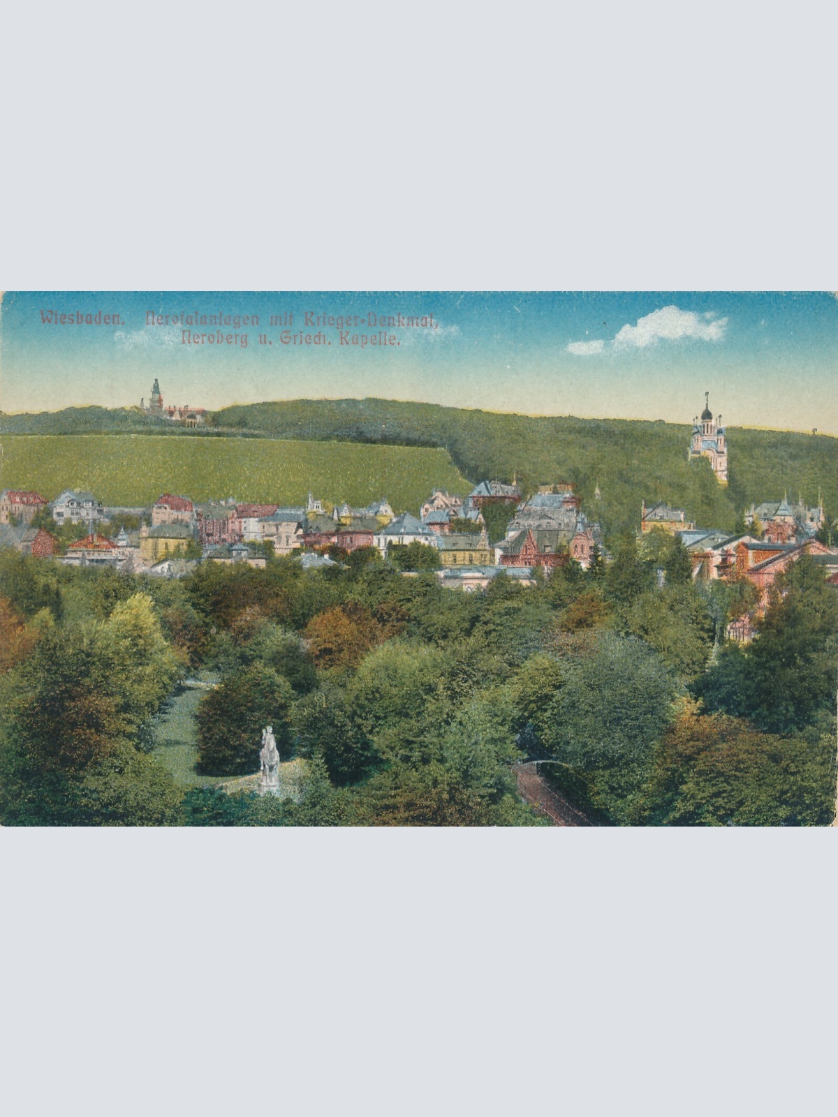 AK, Wiesbaden, Hessen, Nerotalanlagen mit Krieger-Denkmal, Neroberg (S86)