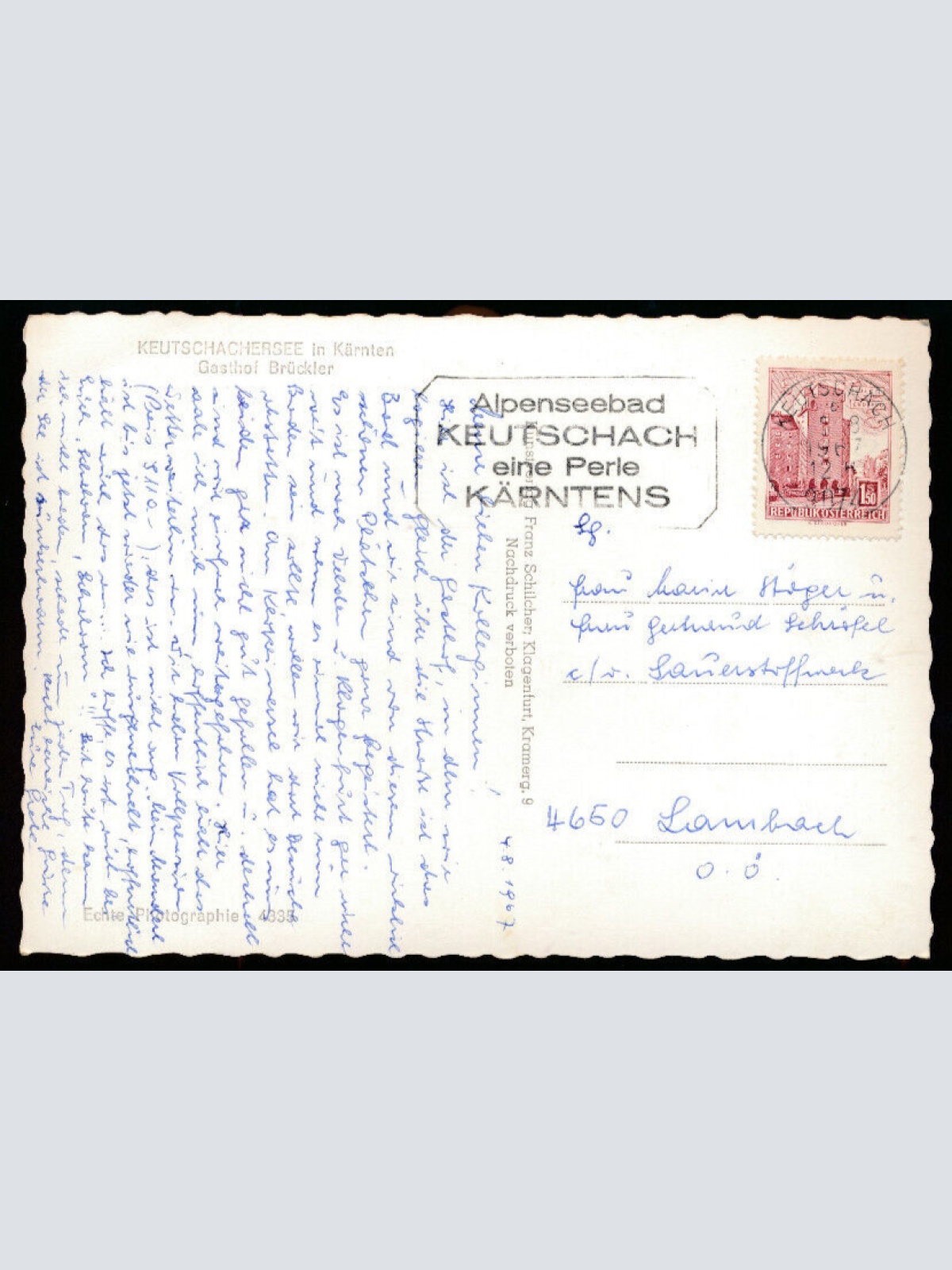 AK aus Keutschachersee mit Gasthof Brückler Kärnten (1680)