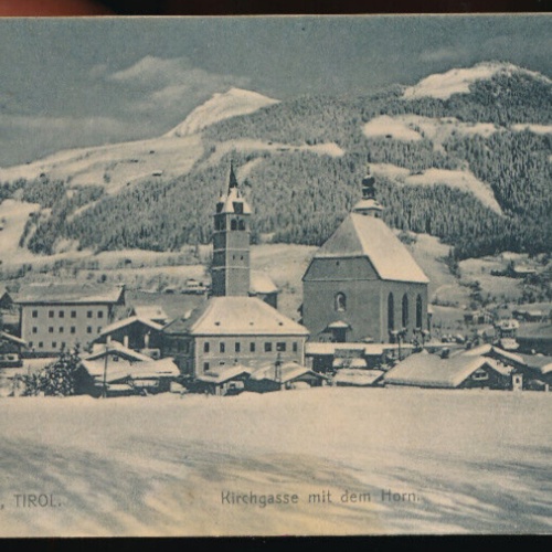 AK aus Kitzbühel Kirchengasse mit dem Horn Tirol (2273)