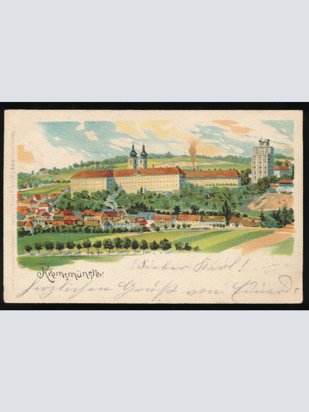 Litho-Karte gruss aus Kremsmünster Oberösterreich (2773)