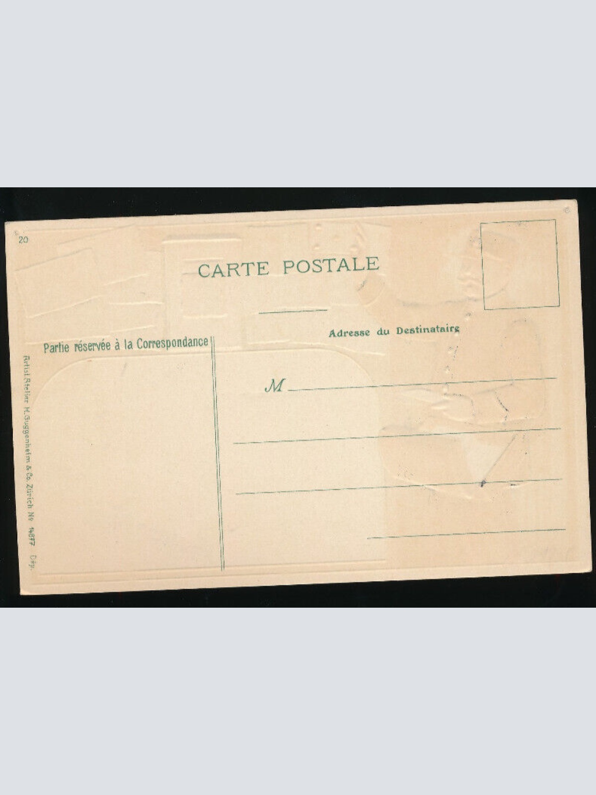 Präge-Litho-Karte Frankreich mit Wappen, Marken und Postboten (2752)