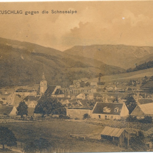 AK aus Mürzzuschlag gegen die Schneealpe Steiermark (1972)