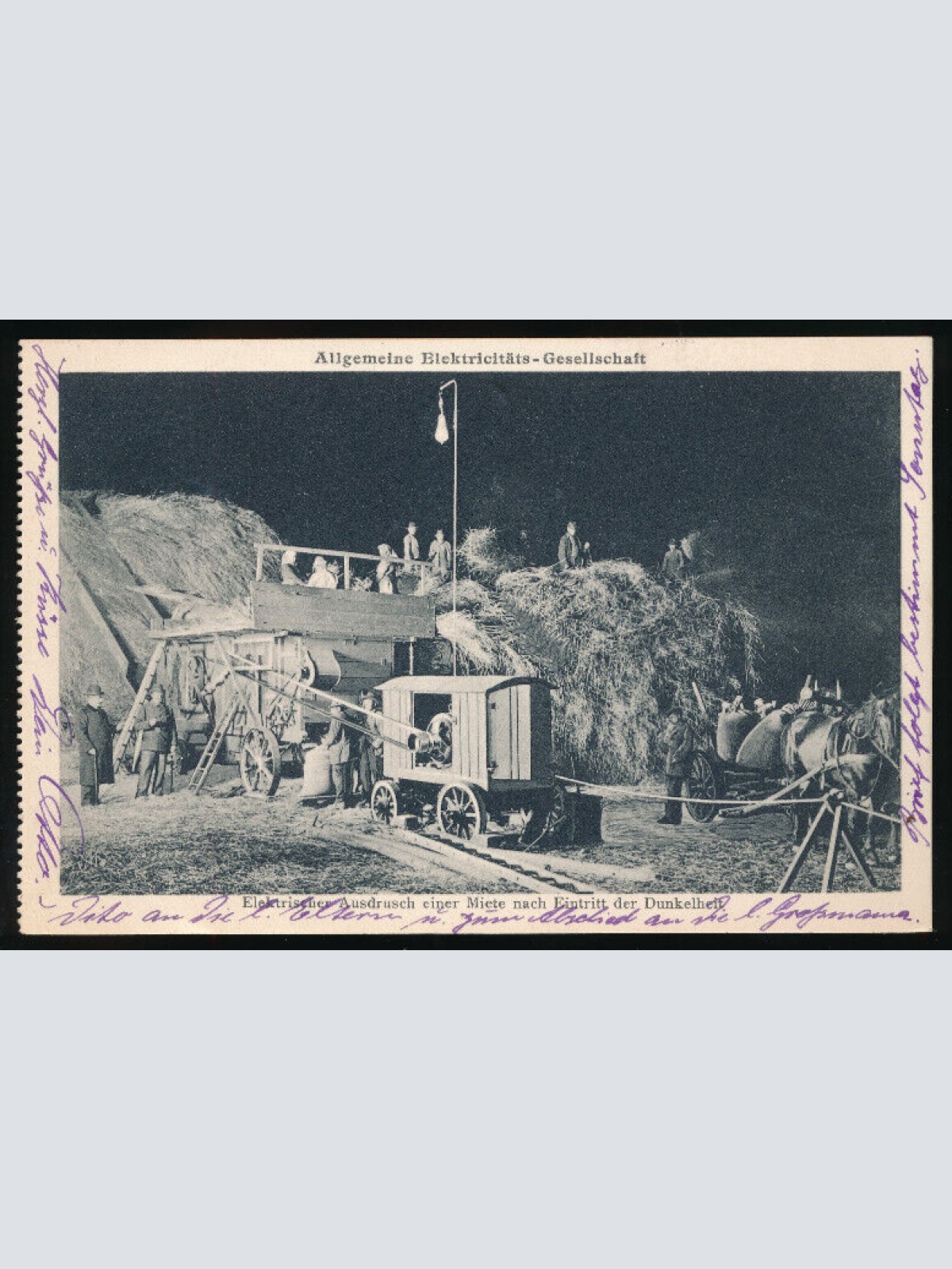 AK Elektrischer Ausdrusch einer Miete nach Eintritt der Dunkelheit (2746)